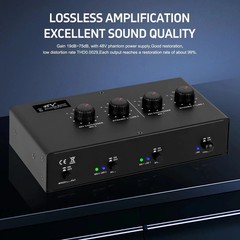 Microphone Preamp Mic Booster 4 Input Max 25db DI Box with 48V Phantom Power …