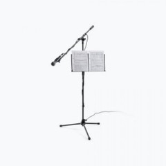 Clamp-On Mic Stand Music Tray + 15ft XLR Microphone Cable Vocal Studio Bundle