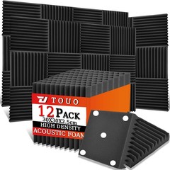 12 Pack Acoustic Panels – Sound Proof Foam Panels for 1″ Thick 12 Pack Black