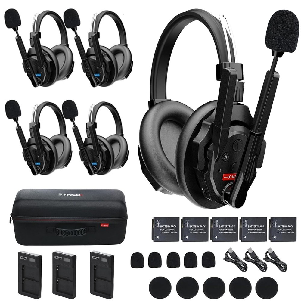 SYNCO XTalk XMax5 X5 500m Dual-Ear Wireless Intercom Headset System Full Duplex