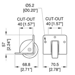 Four Pack Penn Elcom W2001 2″ Recessed Caster for Cabinet Edge high impact