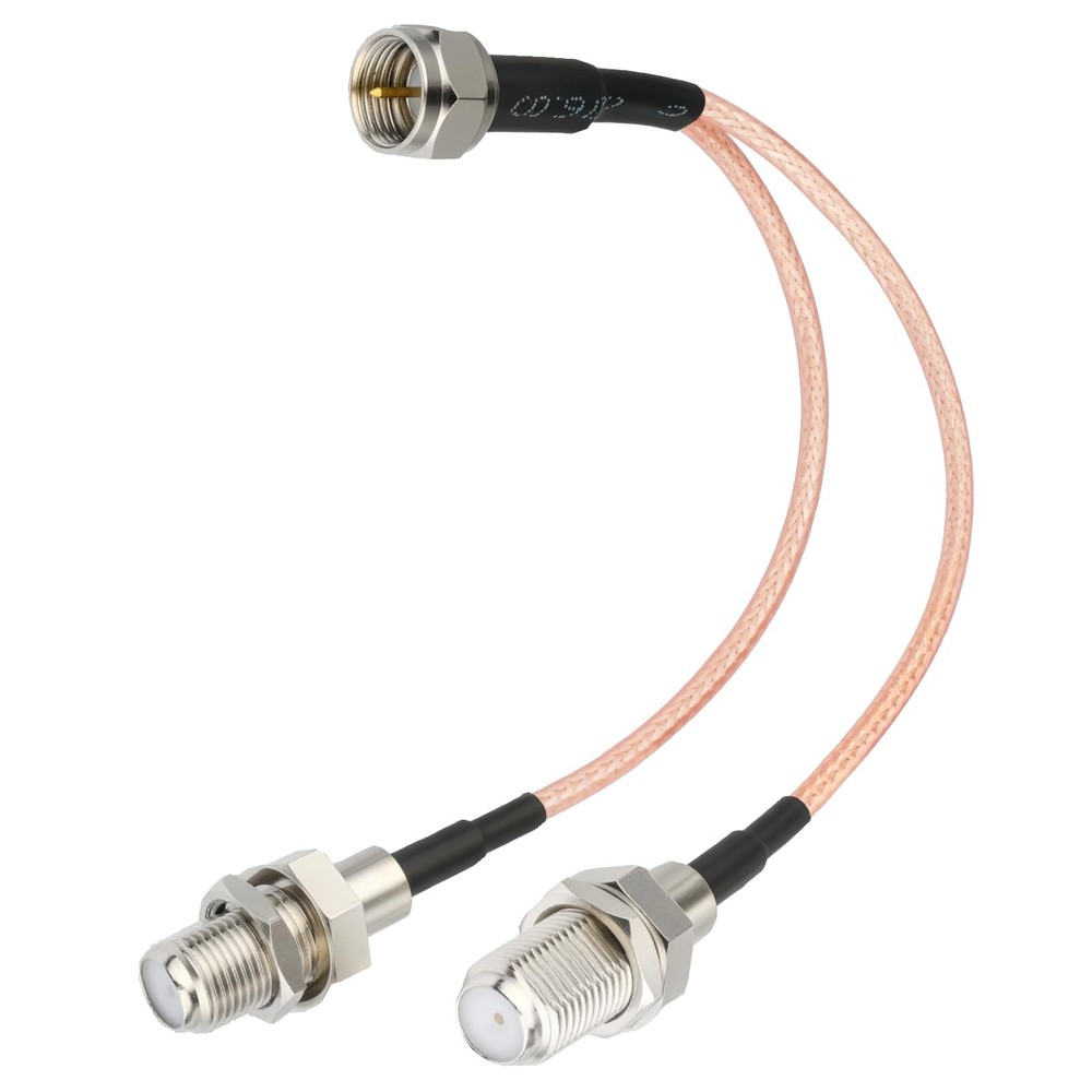 F-Type RG6 Splitter Coax Cable, 75Ohm 3 Way Combiner 1 Pack, Black