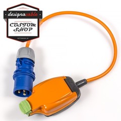 WeatherProof Camping Power-Flex Adapter. 16amp Blue Plug to 1G IP54 Socket