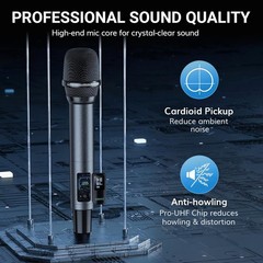 TONOR Wireless Microphones Dual UHF Rechargeable 260ft