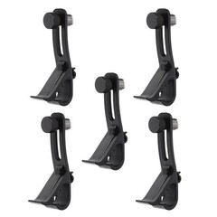 5Pcs Reusable Drum Mic Clip Set Black Plastic Metal Adjustable Holder Clamp