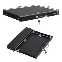 US 19″ 1U Steel Plate DJ Drawer Audio Equipment Cabinet With Lock & Keys Black