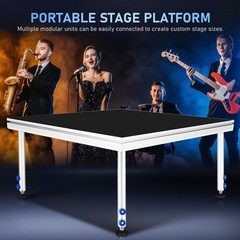 4 *4 ft Portable Stage Platform Modular System Height Adjustable Riser 24″ – 40″