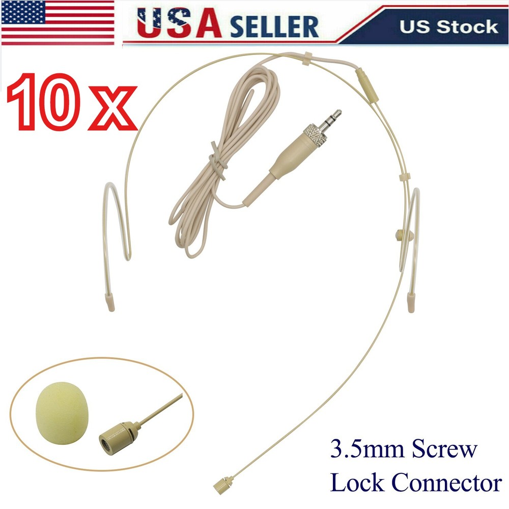 10x Microphone Headset Headworn Earset Mic for Sennheiser With 3.5mm Screw Lock