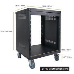 Sound Town 12U Universal Steel Rack, w/ 3″ Locking Casters (STRK-M12U)