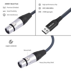 XLR Female to USB Microphone Cable Converter – 10FT Recording Link for PC