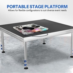 4x4FT Portable Stage 1650lbs for Weddings/Bars/Shows Adjustable 24-40 Anti-Slip