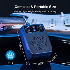 LEKATO Bluetooth Electric Guitar Amp Rechargeable Mini Amplifier 4 Effects 5W