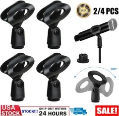 4× Universal 180° Microphone Clips Clamp Holder For Wired/ Wireless Mic Stand US