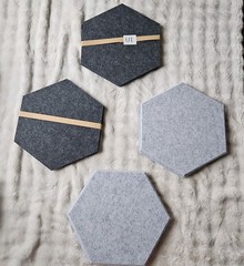 Hexagon Felt Acoustic Panels Gray Set of 10 for Wall Installation *NEW*