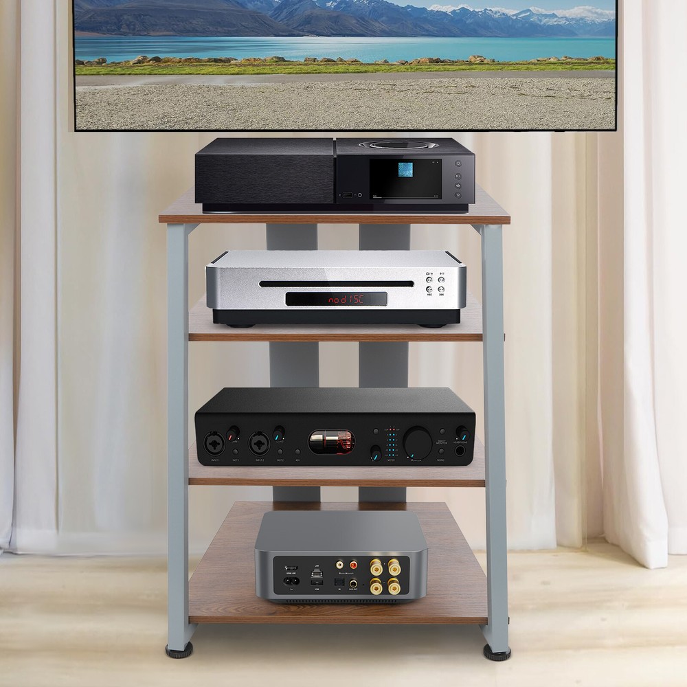 4-Layers AV Media Stand Stereo Stand Media Holder w/ Storage Shelves 110.23 lbs