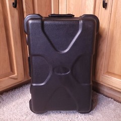 Hardshell Plastic Wheeled Rolling Combination Music Suitcase Case Box 19″ Black