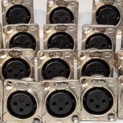 LOT-2026PA_33 XLR Female Panel Mount Connector LOT OF 20 Solder Cups Rack D Hole