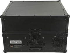 Odyssey FRGS802BL Black 10U Top Slanted 2U Vertical Combo Rack with Gliding Plat