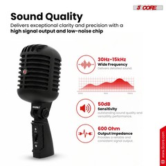 5 Core Retro Dynamic Vocal Iconic Microphone Vintage Classic Unidirectional Mic