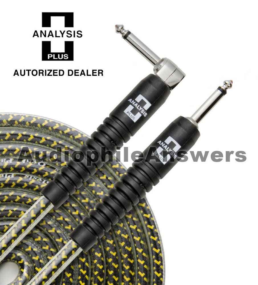 Analysis Plus Yellow Oval Instrument Cable Straight to 90deg Standard Plugs 10ft