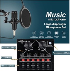 Complete Podcast Recording Studio Kit – BM-800, Voice Changer & V8 Sound Card