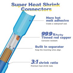 haisstronica 200PCS 22-16 AWG Red Heat Shrink Butt Connectors – Medium,