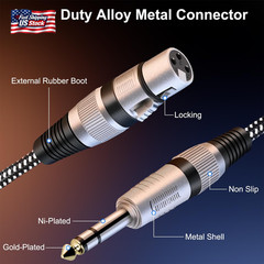 XLR Female to 1/4 Inch TRS Cables 3 Ft/2Pack, Nylong Braided XLR 3 Pin Female to