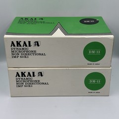 Set of 2 Akai DM-13 Dynamic Microphones Non Directional w/Stands New NOS