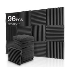 Black Acoustic Panel Sound Absorption Acoustic Foam96pcs Recording 12″X12″X1″