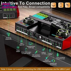 Podcast Equipment Bundle with Live Sound Card Audio Mixer, 3.5mm Condenser Micr