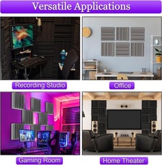 Self-adhesive Acoustic Foam Panels, 12 X 12 X 2 Inches 6 Pcs Broadband Sound Abs