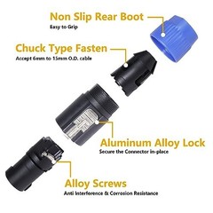 10 Pack 4 Pole Speakon Connectors – Pro DJ PA Twist Lock Audio Adapters, NL4/NL2