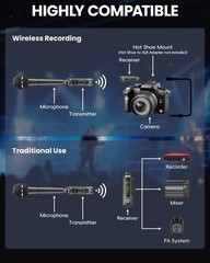2.4GHz Wireless XLR Transmitter & Receiver, Wireless Microphone Adapter Syste…
