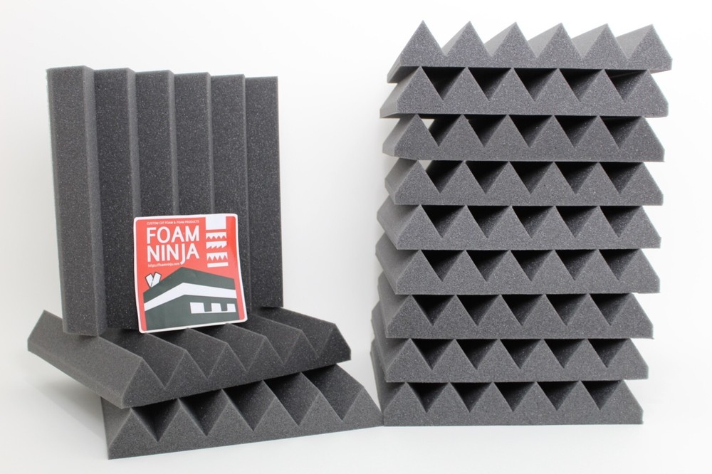 Foam Ninja – Acoustic Wedge – Soundproof Panels – 2” X 12” X 12” Charcoal Black
