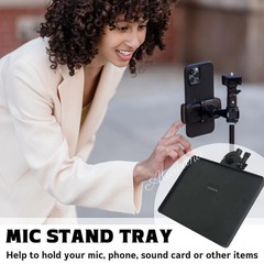 Adjustable Microphone Stand Tray for Music Sheets & Recording Accessories
