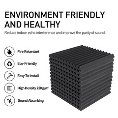 52 Pack Acoustic Foam Panels 1x12x12 Soundproof Wedge Tiles with Adhesive for…