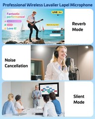 Pink Wireless Lavalier Microphone for iPhone & Android – Mini Clip-On Mic with N