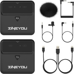 Wireless Lavalier Microphone System, TX/RX Set for DSLR, Phone, 70m Range Pouch