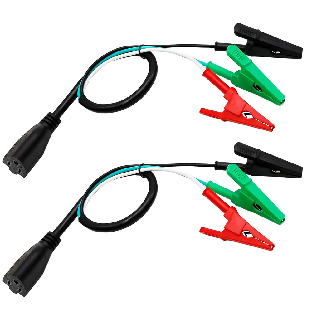 2-Pack HVAC Adaptor Cord, Three-Core American Crocodile Clip Power Cord, 120V AC