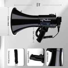 MyMealivos 50W Bluetooth Megaphone with Rechargeable Black