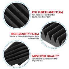12Pack Acoustic Foam Soundproofing Sound Proofing Tiles Studio Room Wall Panels