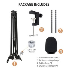 SUNMON Shure SM7dB Boom Arm Mic Stand – Mic Boom Arm with Foam Mic Cover Comp…