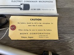 Sony ECM-18 Electret Condenser Microphone in Original Box with Paperwork