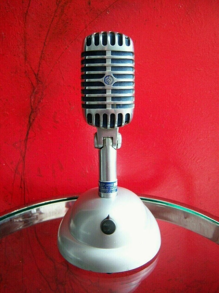 Vintage 1958 Stromberg Carlson MC-41 dynamic microphone Shure 55S Elvis w stand