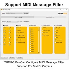 Professional 1 In 6 Out MIDI Thru Box THRU-6 Pro Splitter with Message Filter