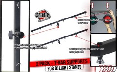DJ Light Cross Bar Mount for Lighting Stands – 2 Pack T-bar Holder Stage PA Gear