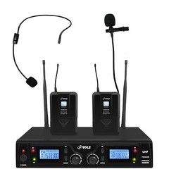 Pyle UHF Wireless Microphone & Rack Mountable Receiver System 2 Belt Packs 2