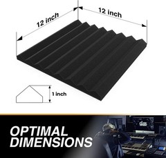 12 Pack Self-Adhesive Acoustic Panels 1 X 12 X 12 Inches Acoustic Foam Studio