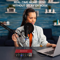 USB Audio Interface for PC Computer Recording Music, Red Guitar Audio Interface