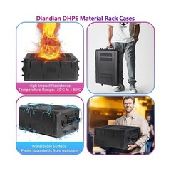Diandian 4U Rack Case Shallow 12″ Depth, 19″ Rackmount Flight Case, Watertigh…